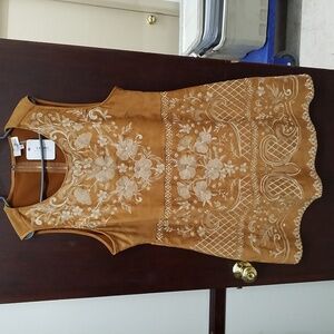 Perfectly Priscilla 3X suede feel dress embroidery detail NWT B3